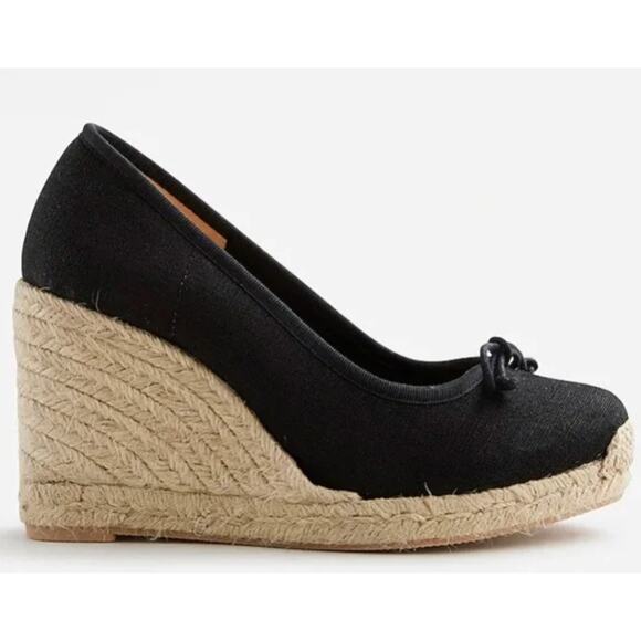 NWT Women's J.Crew Seville Espadrille Ballet Pump Wedges size 8.5 in Black Boho - Picture 1 of 8